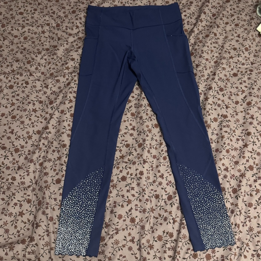 Lululemon Blue Leggings with Polka Dots Accents